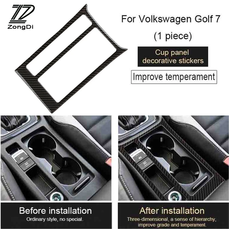 Zd Carbon Fiber Water Cup Panel Trim Stickers For Volkswagen Golf Gti