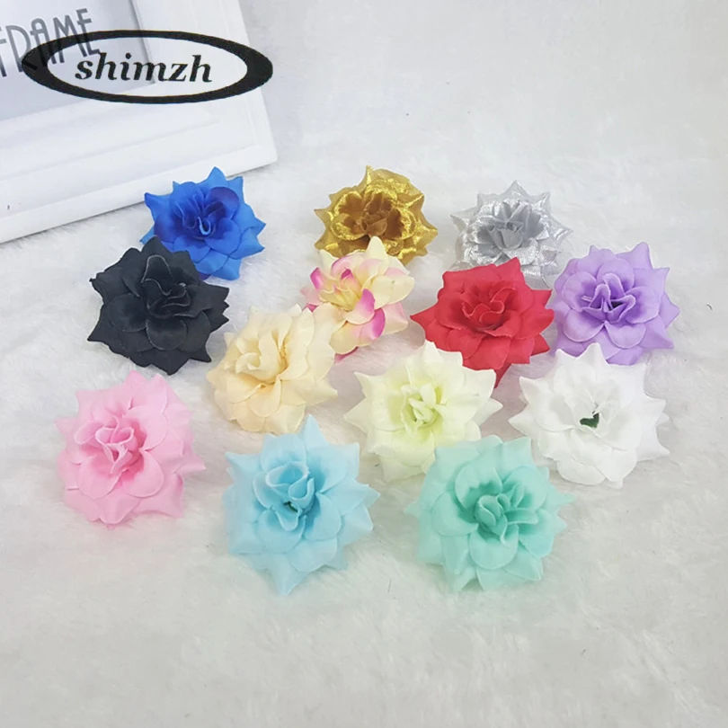 SHIMZH Rose Flower Head 4.5CM Colorful Artificial 50 Pcs/Lot Flowers for Wedding Decoration Sweet Style Party Decorative | Дом и сад