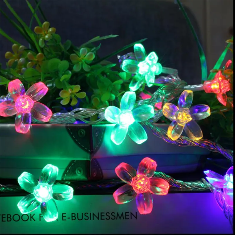 7,5 m 50LED luz Cerezo colgante Floral Garland Luces de la secuencia de la decoración al aire libre jardín Luz de hadas del partido Luces