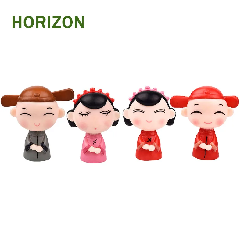 

New 1 Set Chinese Bride Groom Couple Anime Figure Dolls Home Micro Terrariums Miniature Fairy Garden Decoration Toys