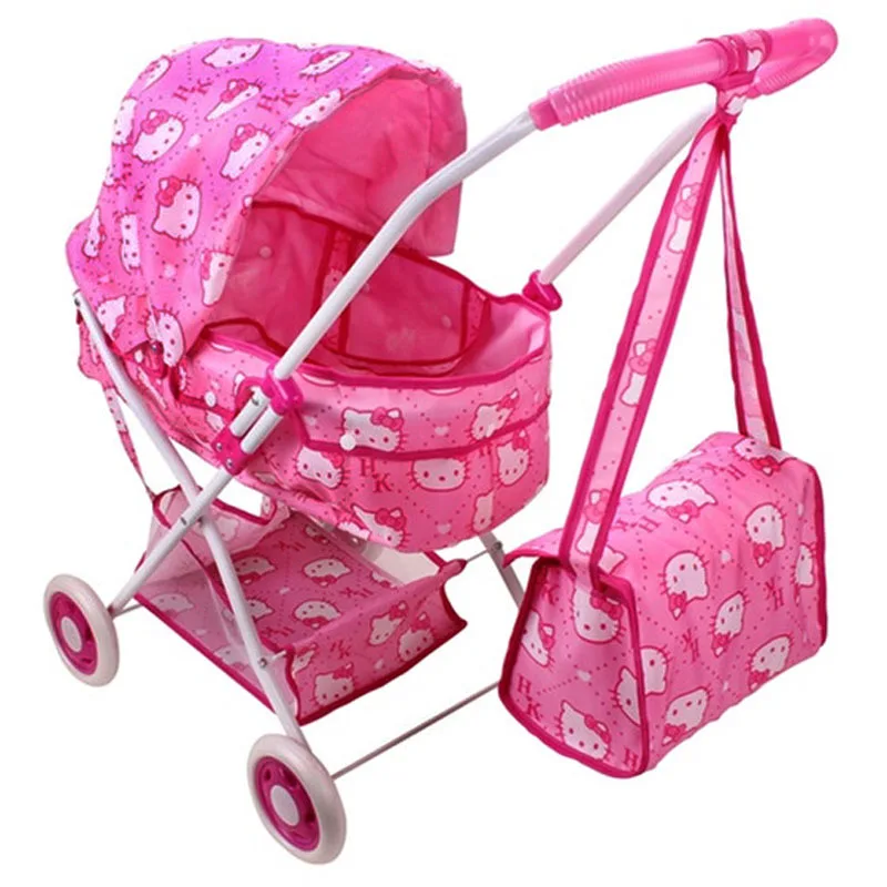 Большая детская игрушечная коляска, детская коляска для девочек с куклой, детская коляска с зонтиком, складная коляска для ролевых игр, детская тележка для детей 3 лет