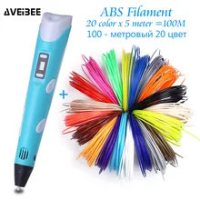 Original Model 3D Pen DIY 3 D Printing Drawing Pens With 100/200 Meter ABS Filament Creative Toy Gift For Kids Design Wholesale 3d pen 3 d printing drawing pens with lcd screen for doodle model making arts and crafts with 100 meter 1 75mm pla filament