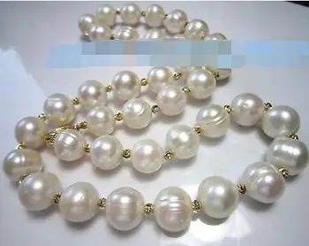 

18" AAA 10-11MM SOUTH SEA NATURAL White PEARL NECKLACE 14K GOLD CLASP