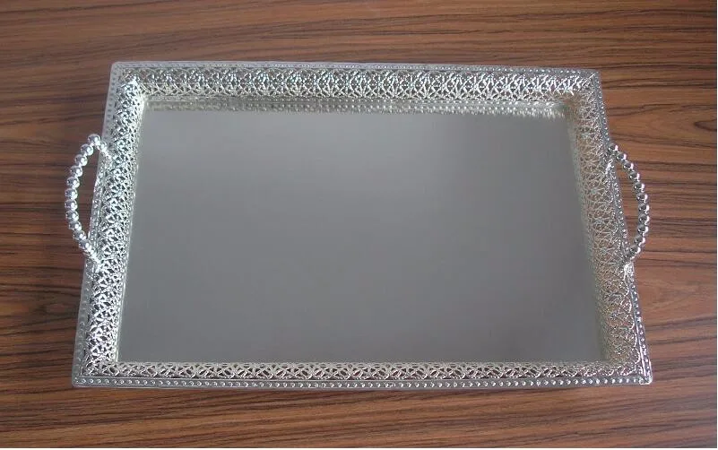 60*40 см Большой размер металлический серебряный поднос mtal сервировочный декоративный поднос сервировочный поднос для кухонного хранения FT032