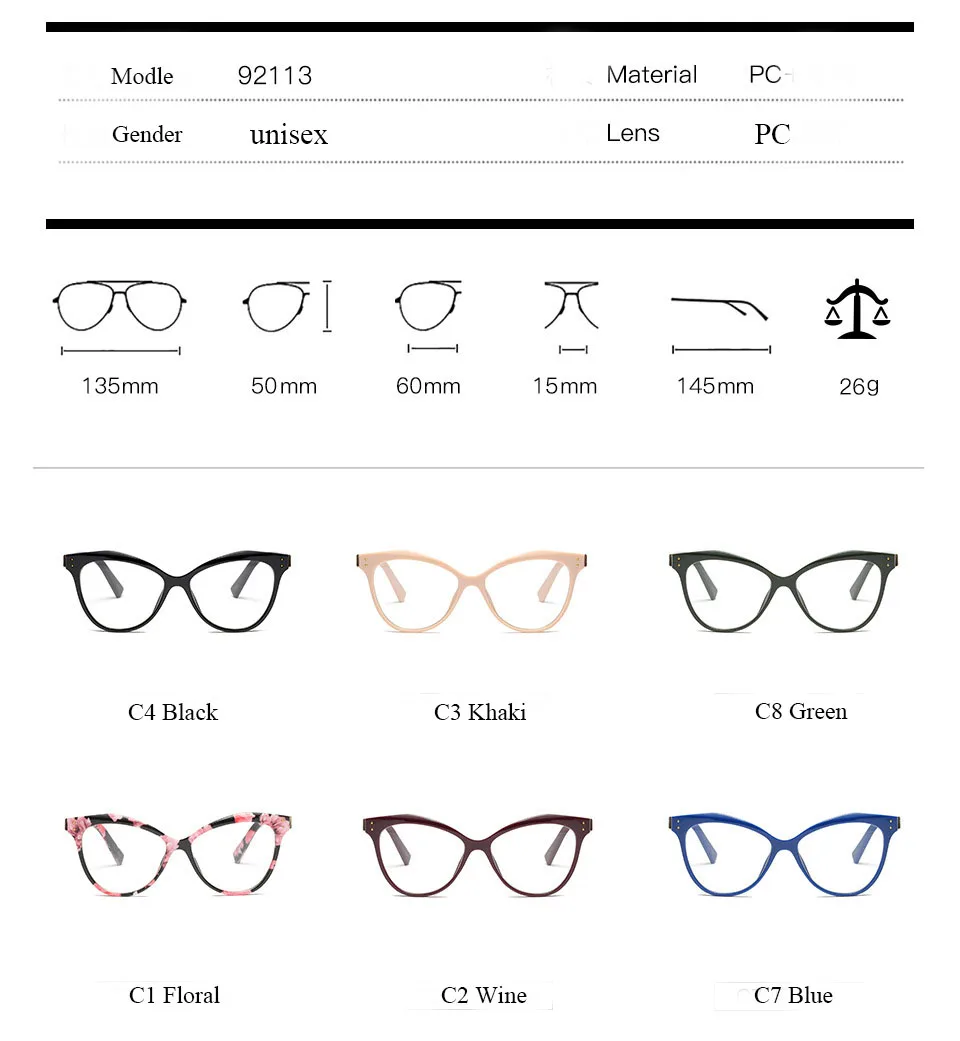 Glasses Frame Male AMANKEI Fashion Cat Eye Solid Eyeglasses Frame Women Unisex Plastic Optical Glasses Frame Female 92113 (5)