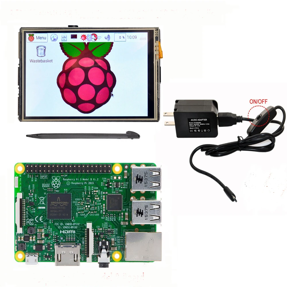 Raspberry Pi 3 Model B Board +3.5" LCD HDMI USB Touch