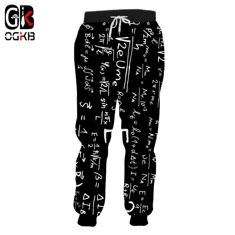 

OGKB New Long Funny 3D Sweatpants Print Blackboard Formula Hip Hop Plus Size 5XL Clothing Male Spring pants Dropshipping