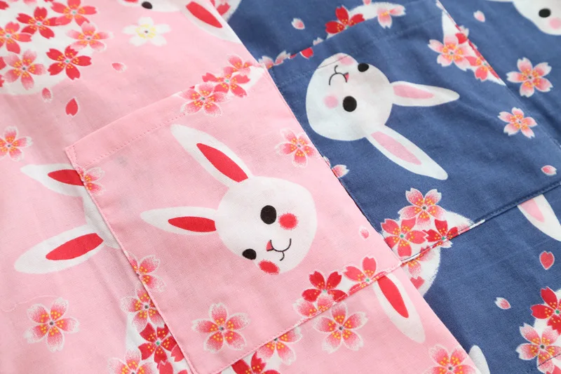 Kawaii sakura кроличье кимоно женские короткие пижамы наборы Лето хлопок японские шорты юката халаты короткий рукав Домашняя одежда