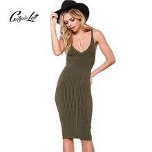 City 2017 Women Sexy Slim Summer Dress Knitted Bandage Plunge V Neck Backless Army Knitting Dresses Women Club Dresses 1048