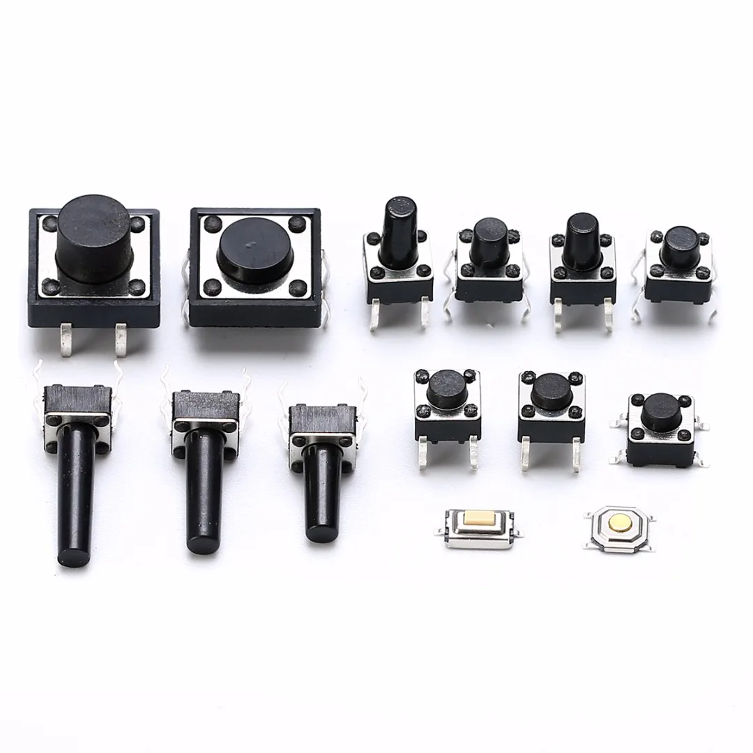 140pcs 14 Types Miniature Tactile Switches Push Button Momentary Tact Miniature Pushbutton with Good Electrical Conductivity