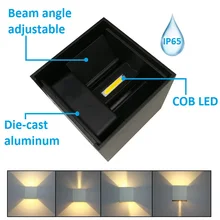 Вверх и вниз светодиодный светильник для крыльца водонепроницаемый IP65 настенные лампы светодиодный наружный светильник ing белый черный Современный Бра Настенные светильники лампа