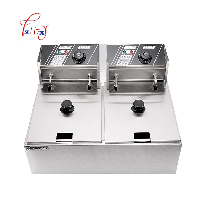 

Stainless Steel 2 Tanks Electric Deep Fryer commercial electric fryer French fries Fried chicken Deep frying furnace WK-82
