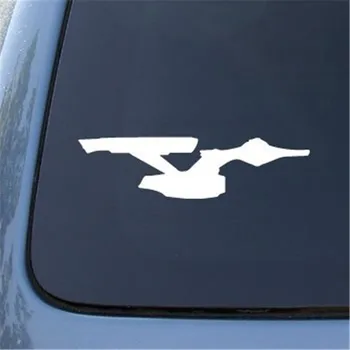 

Bargain Max Enterprise Star Stafleet Ship Car Sticker Die cut Decal Notebook Car Laptop 6" (White Black)