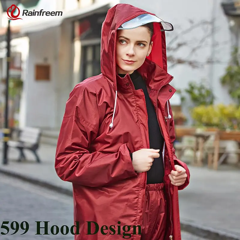Дождевик непромокаемый для женщин/мужчин с капюшоном, пончо для мотоцикла, дождевик для мотоцикла, S-6XL, для пеших прогулок, рыбалки, дождевика - Цвет: Claret 599