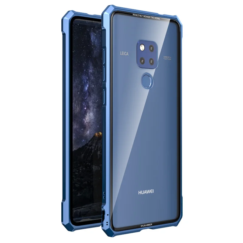 Роскошный Жесткий прозрачный закаленное Стекло Чехлы для huawei Коврики 20 Lite металлический каркас Алюминий крышки бампера для huawei Коврики 20 Lite чехлы