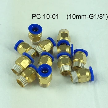 

50PCS G1/8'' PC Male Thread 10mm Push In Joint Pneumatic connector quick fittings/PC 10-01 BLUE