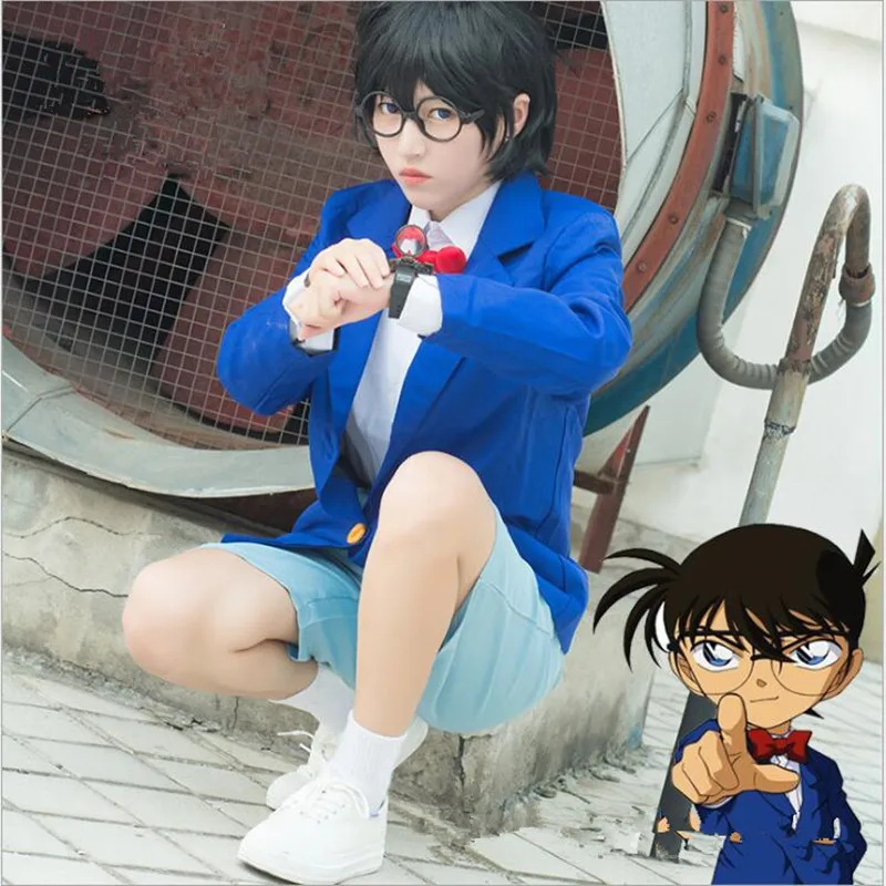 

Anime Detective Conan Cosplay Edogawa Konan Cos Halloween Party High Quality Suit Set Costume For Men/Women