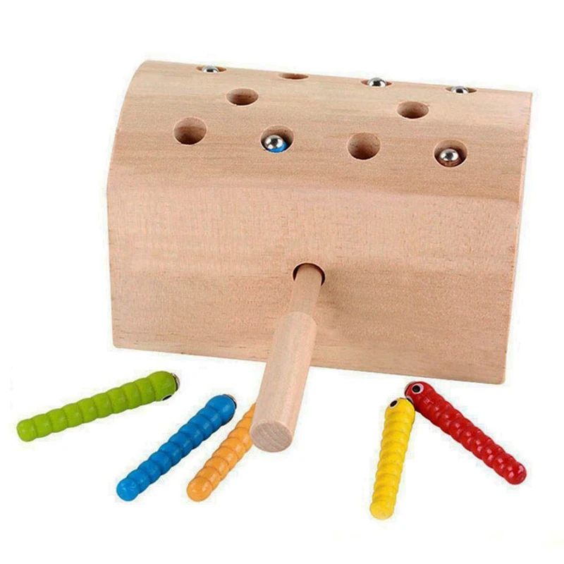 

10Pcs Basic Educational Development Wooden Magnetic Catch Insects Game Toys Kids Children Montessori Educational Toys