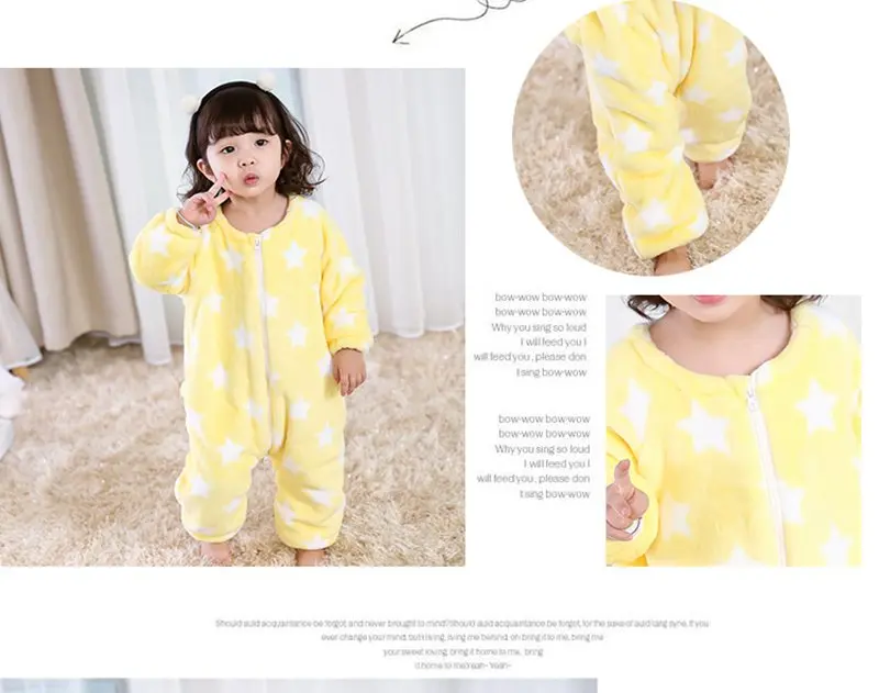 COOTELILI  73-120cm Thicken Fleece Romper Baby Long Sleeve Fashion Star Autumn Winter Infant Clothes Kids Boys Girls Rompers  (8)