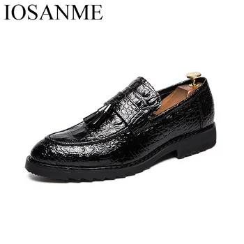 

unique snake skin men leather shoes fashion moccasins italian tassel business male dress footwear brogue oxford shoes for men