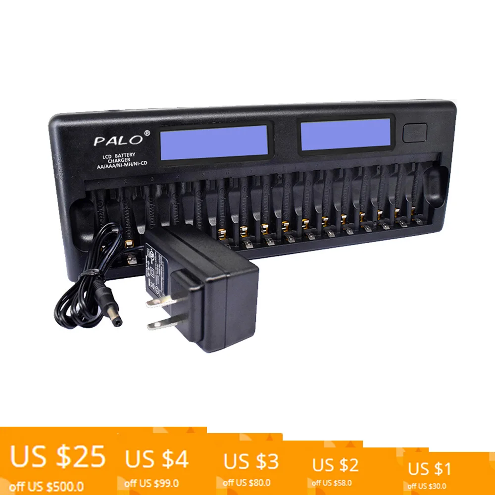 PALO PL-NC31 Intelligent Battery Charger Two Speedy Smart Charger w/ 16 Battery Slots for 1.2V Ni-MH Ni-CD AAA AA Batteries