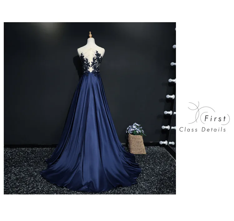 Это YiiYa темно-синее популярное вечернее платье без рукавов с круглым вырезом, простое блестящее роскошное вечернее платье с бантом и бисером L042