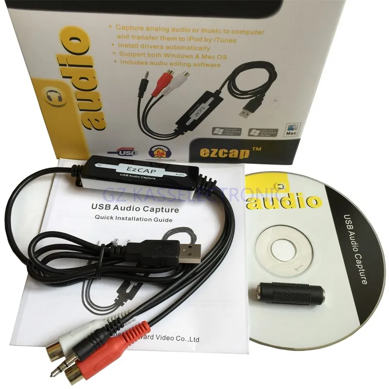 audio tape cassette recorder 3.5mm RCA RL To USB Audio Capture for