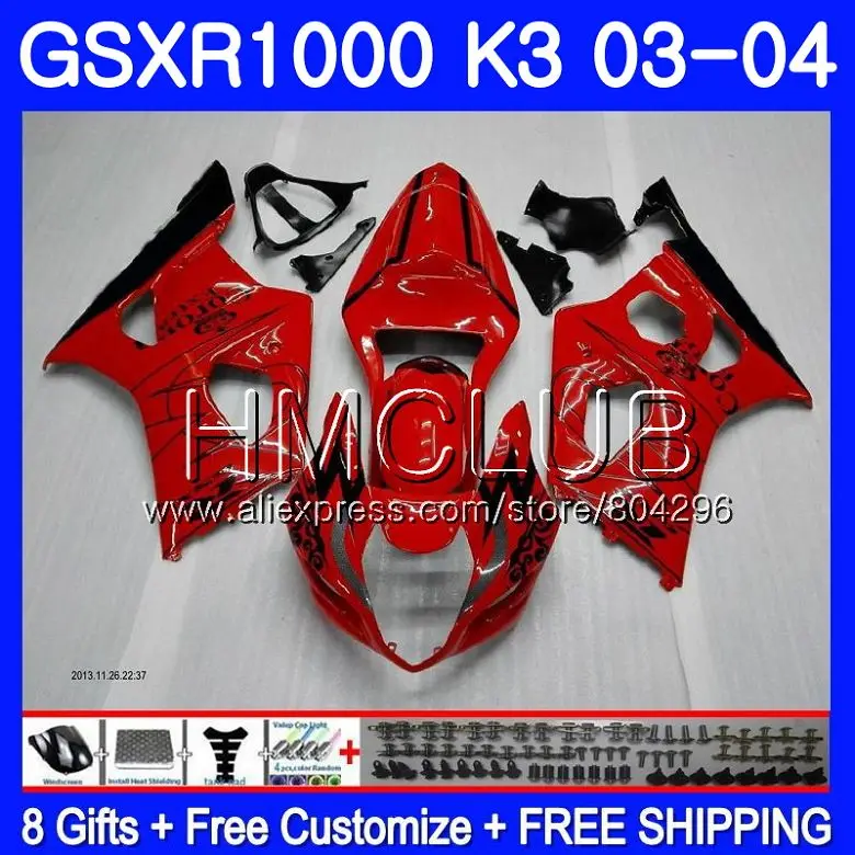 

Body For SUZUKI GSXR-1000 GSXR1000 03 04 Bodywork 32HM.6 GSX-R1000 GSX R1000 03 04 K3 GSXR 1000 2003 2004 Red CORONA Fairing