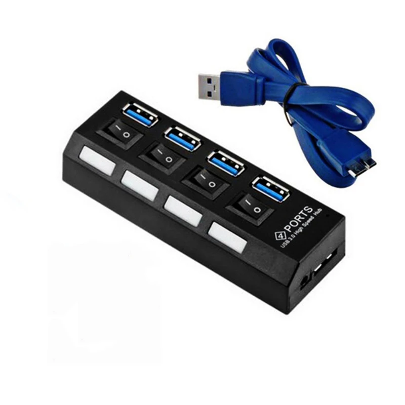 KuWFi USB концентратор 3,0 высокий 4 порта мини USB сплиттер адаптер с отдельный переключатель компьютерный кабель USB адаптер