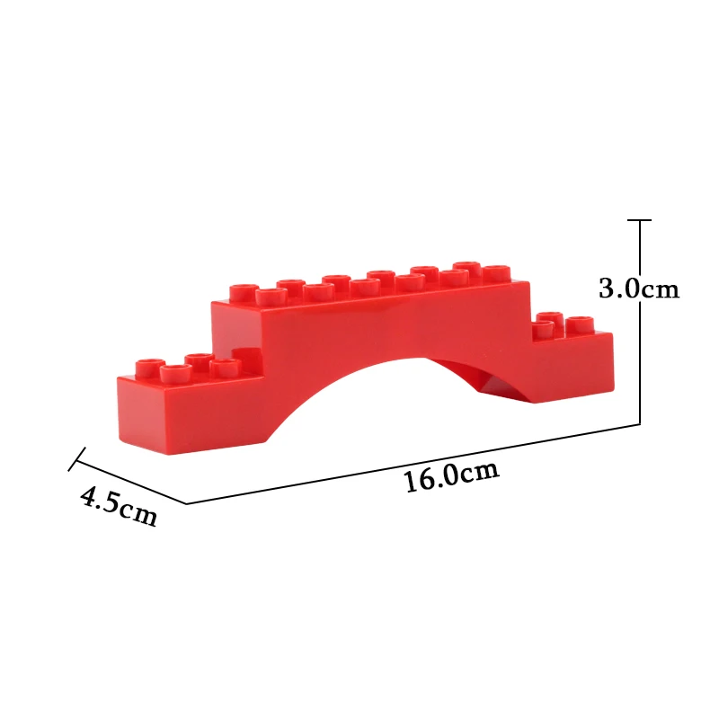 Дом большие частицы строительные блоки Аксессуары Совместимые Duplos набор кирпичи карнизы окна двери крыши игрушечные плитки для детей подарок - Цвет: RED Arch Bridge