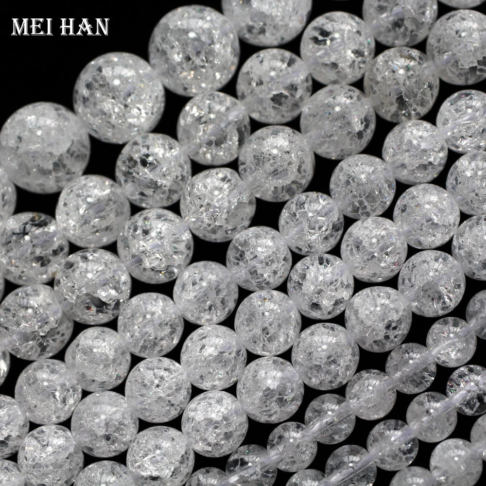 Meihan Wholesale 6mm 8mm 10mm 12mm natural white cracked crystal beads