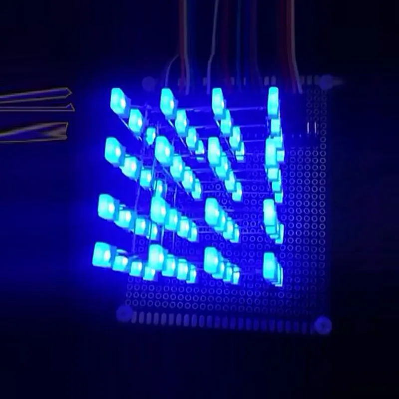 100 шт./лот 4X4X4 синий светодиодный Набор кубиков 3D LED набор для самостоятельной