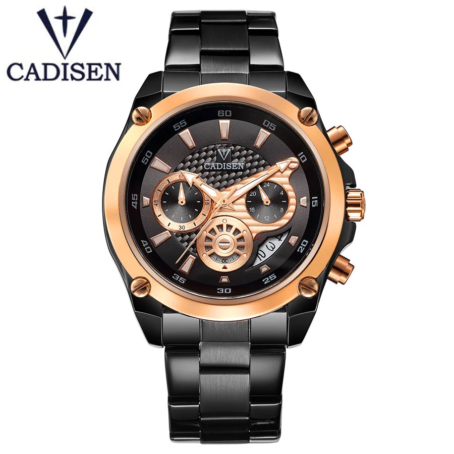 Лидирующий бренд, военные кварцевые спортивные мужские часы с синим циферблатом, ремешок из нержавеющей стали, повседневные наручные часы, полностью стальные мужские часы - Цвет: Black gold