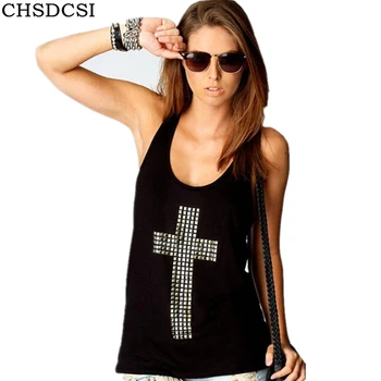 

CHSDCSI Shirts Summer Blouse Women tops Casual Diamonds Sleeveless Tops Solid Shirt Hollow Tank Ladies Tops Black White Shirt