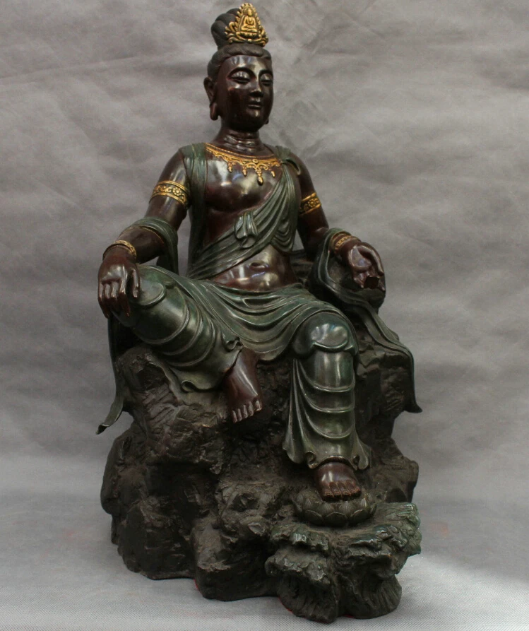 23'' China Tibet Buddhism Guanyin Kwan yin Bodhisattva Bronze Statuein Statues & Sculptures