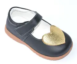 Обувь для девочек натуральная кожа черный Мэри Джейн с золотым сердцем обувь для детей маленькие дети свадьбы christenning Белая обувь zapatos