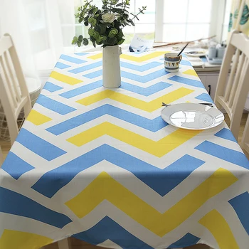 

Fashion Stripe Geometric Pattern Nordic Style Linen/Cotton Blended Tea Table Cloth Multi-function Waterproof Camping Tablecloth