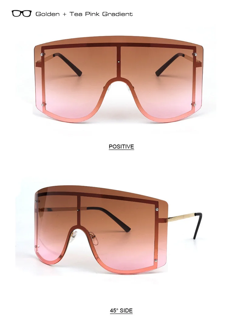 SHAUNA Ins Популярные негабаритные цельные очки без оправы, женские модные ветрозащитные солнцезащитные очки с градиентом
