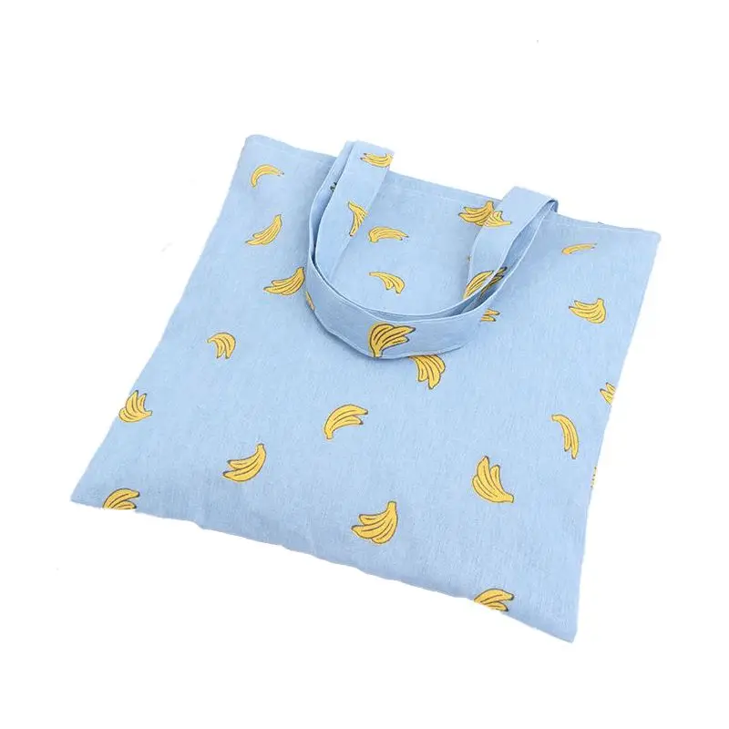 FGGS-1 layer Linen Eco Reusable Shopping Tote Carrying Bag Pattern Banana |
