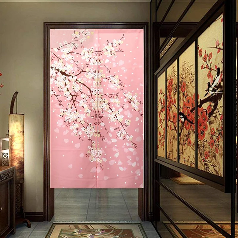 Japan Beimen Road Shower Curtain Cherry Blossom Japanese Fabric Printing Curtain Tapestry