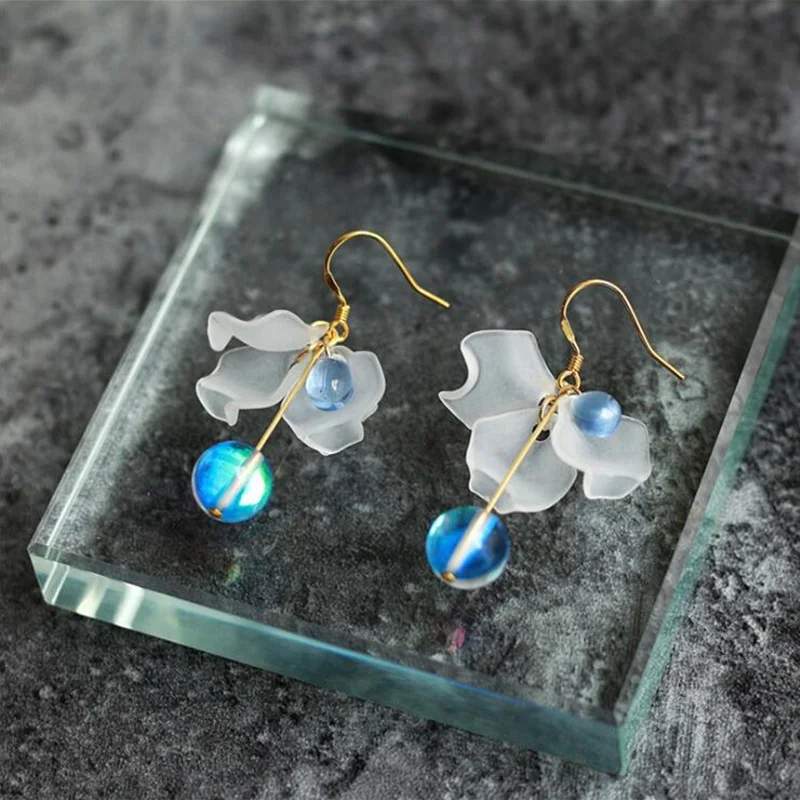 

Ruifan Elegant Petal Crystal Ear hook Women's 925 Sterling Silver Drop Hanging Earrings Fine Jewelry Gift No Ear Hole YEA207