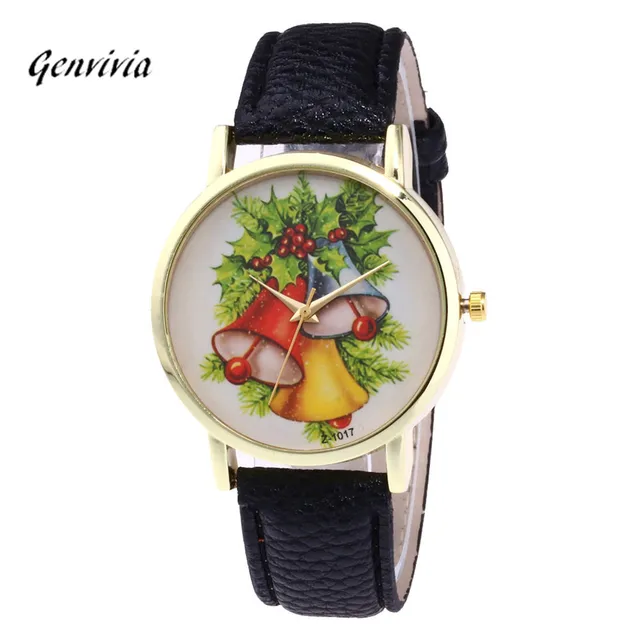 Genvivia Creative New Christmas Tree Pattern lovers' Watch Leather Band Analog Q Genvivia Creative New Christmas Tree Pattern lovers' Watch Leather Band Analog Q
