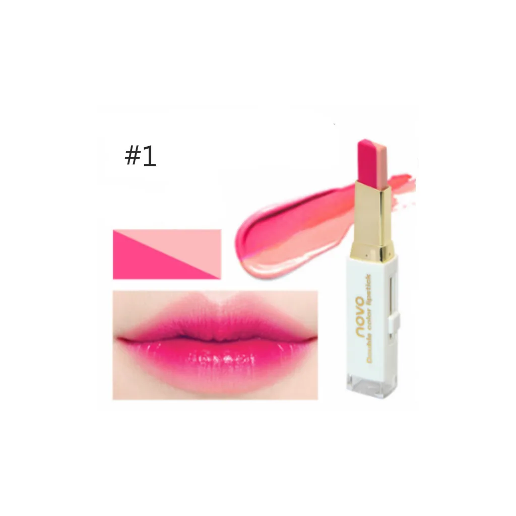 Dual Color Lipstick Moisturizing Gradient Color Fashion Makeup Lip Blam Waterproof & Long Lasting Works Especially Well