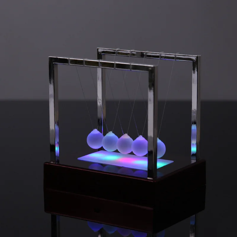  Colorful glowing Early Fun Development Educational Desk Toy Gift Newtons Cradle Steel Balance Ball 