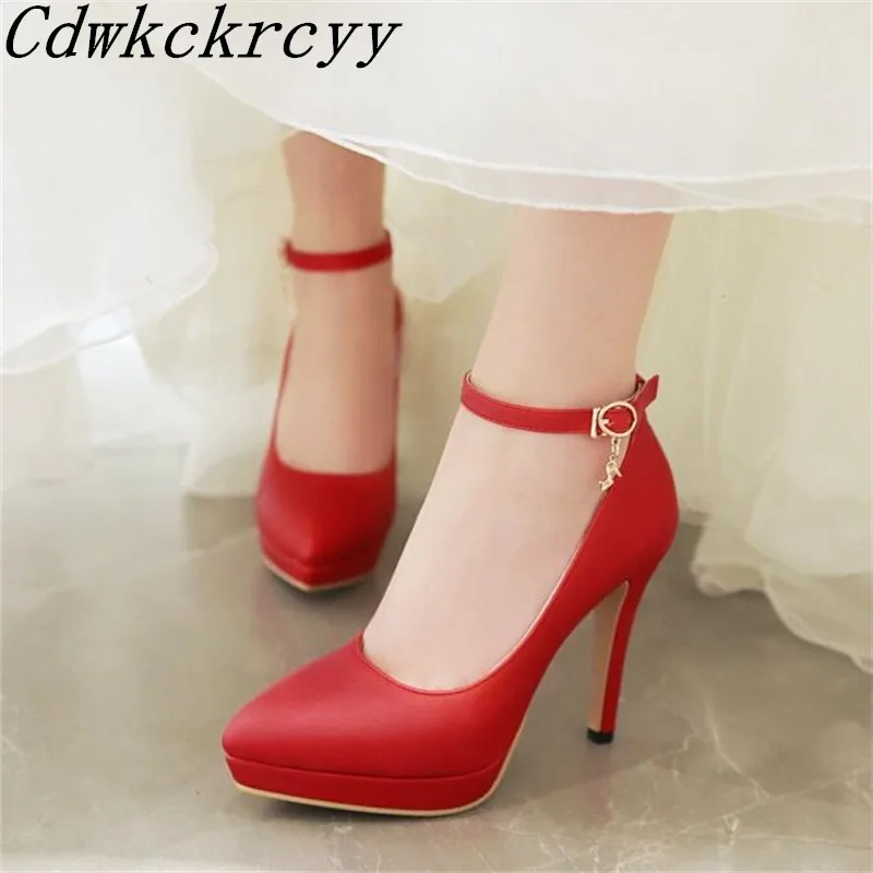 Spring and Autumn New pattern fashion Cusp temperament High-heeled Waterproof Women Shoes gules sexy banquet marry Women Shoes