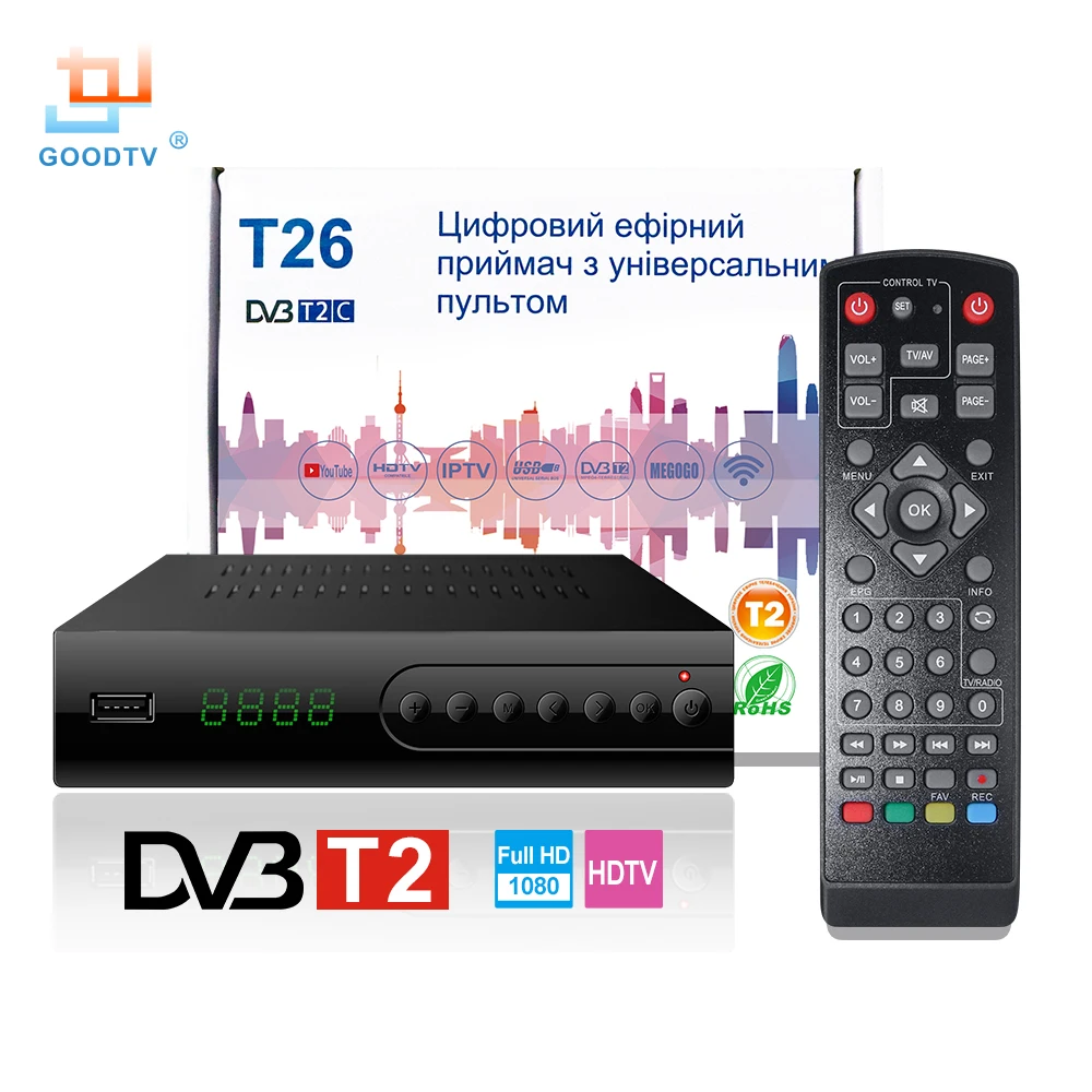 

U2C USB DVB T2 Wifi TV Tuner DVB-T2 Receiver Full-HD 1080P Digital Smart TV Box Support MPEG H.264 I PTV Built-in Russian manual