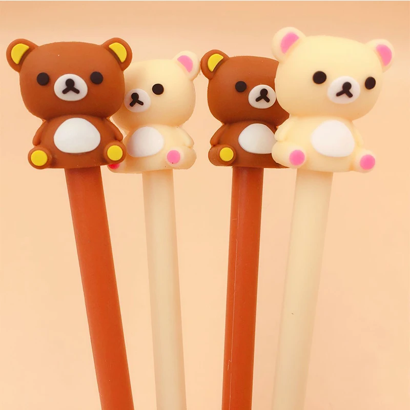 

2 PCS Cute Cartoon Rilakkuma Gel Pen Animal Bear Pen Korea Stationery for Writing Black Ink 0.5mm Kids Gift Office School Supply