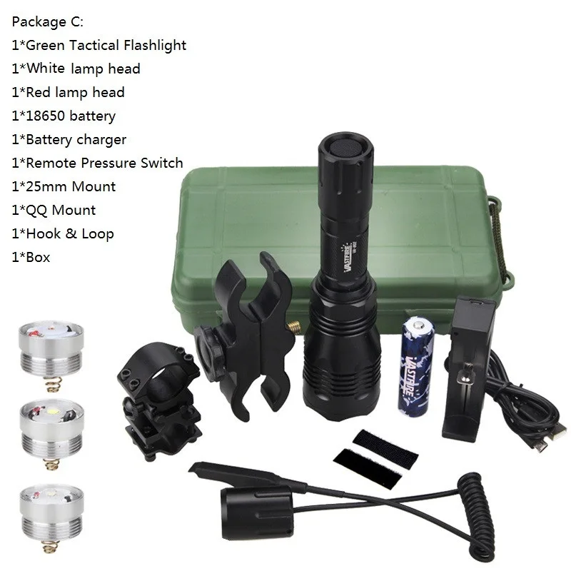 Modo ao ar Livre à Prova Luzes da Tocha Luz para 18650 Vastfire Branco Vermelho Cor Verde Caça Luz 1 Dwaterproof Água Led Tactical Arma 802 - 4 High Quality Esporte e Lazer
