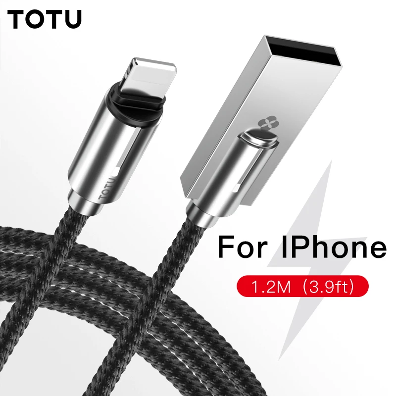 TOTU цинковый сплав USB кабель для iPhone XR XS Max 8 7 Быстрая зарядка мобильного телефона