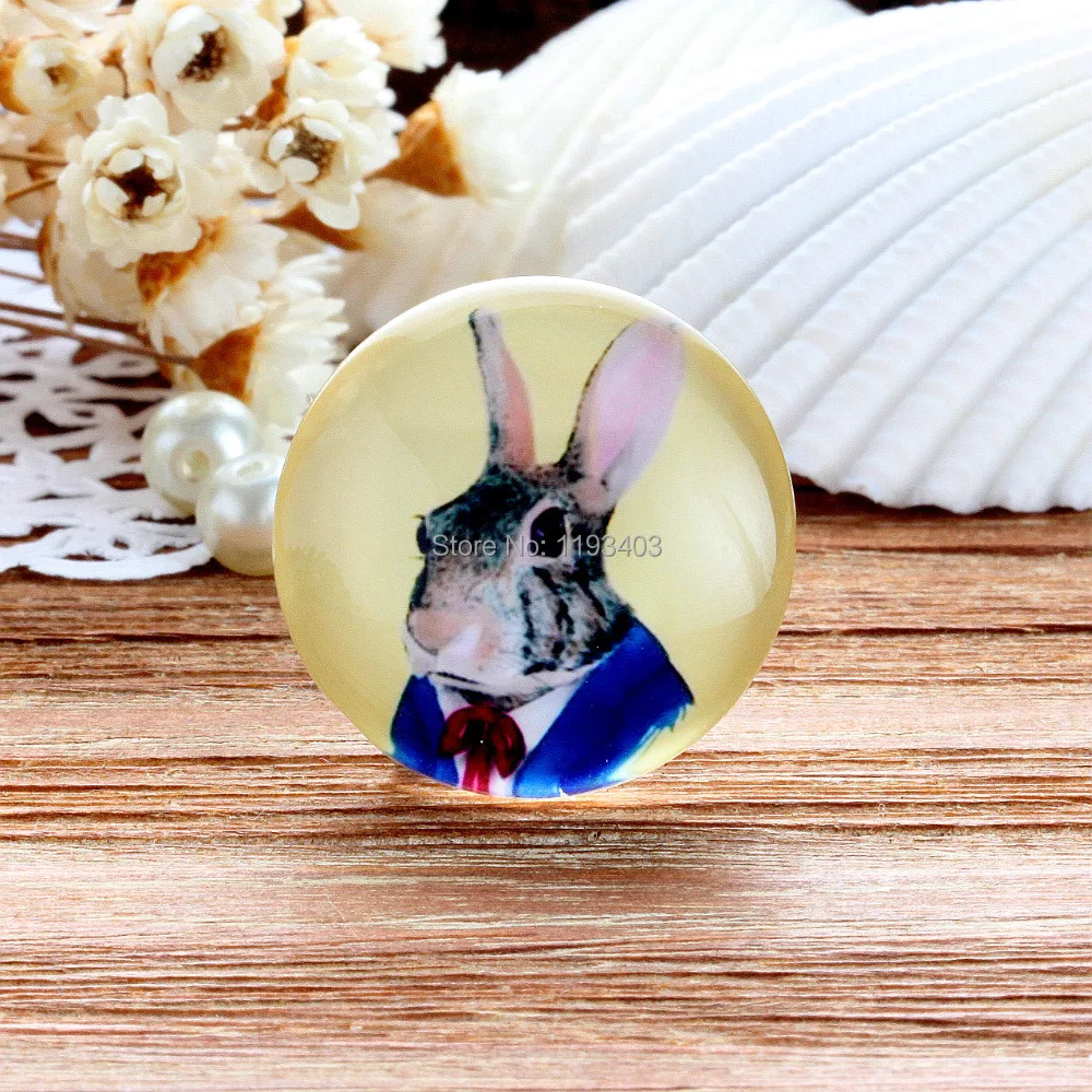 

12mm 20mm 25mm 30mm Moon Round Glass Beads Cabochon DIY For jewelry finding Cameo Setting-(Rabbit)-(HPGC-3147)